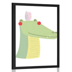 Plakat prikupen krokodil s peresi - 60x90 silver