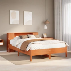 Krevet s regalom za knjige bez madraca 135 x 190 cm od borovine