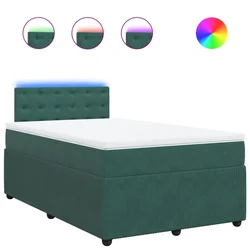 Vidaxl Box spring postelja z vzmetnico temno zelena 120x200 cm žamet