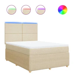 Vidaxl Box spring postelja z vzmetnico krem 140x200 cm blago