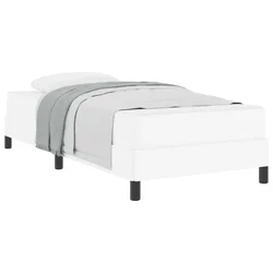Vidaxl Konstrukcija postelje z vzmetnico Bela 100 x 200 cm blago