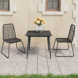 3-dijelni vrtni blagovaonski set od PVC ratana crni
