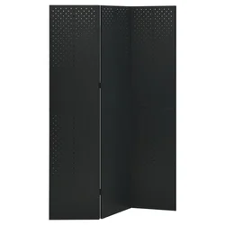 Sobna pregrada s 3 panela crna 120 x 180 cm čelična