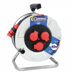 COMMEL Produžni kabl sa motalicom PROFI LINE, H05RR-F 3G2.5 - C0930, Metalna motalica., 3 utičnice