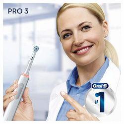 Oral-B Pro 3 – 3500 električna zobna ščetka, Braun dizajn, bela