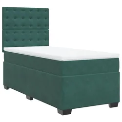 Vidaxl Box spring postelja z vzmetnico temno zelena 100x200 cm žamet