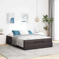Vidaxl Konstrukcija postelje Temno rjava 140 x 200 cm blago