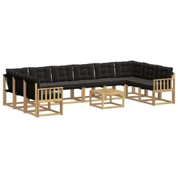 Set vanjskih sofa s jastukom 11 pcs Bijela i crna