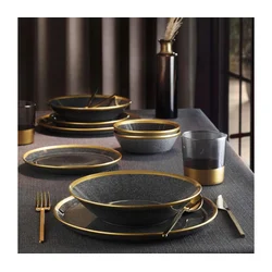 24-delni jedilni set antracit/zlata/porcelan