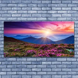 tulup.si Slika na platnu Sun mountain travnik landscape 125x50 cm