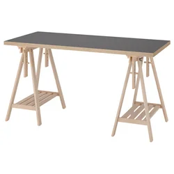 LAGKAPTEN / MITTBACK Radni sto, siva/im. drveta breza, 140x60 cm