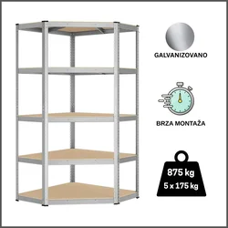 ePRO polica ugaona standard 180x70x30 metal-drvo 875kg (5x175kg)