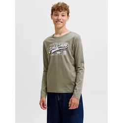 Jack & Jones Junior Majica temno modra / kaki / bela