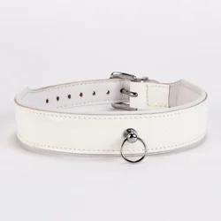 Devil Sticks Patent Leather Collar with Lamb Leather Backing White