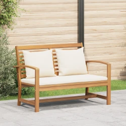 klupa s jastukom Smeđa i krem 110 x 66 x 76 cm Čvrsto teak drvo
