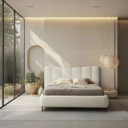MID.YOU OBLAZINJENA POSTELJA 160 cm x 200 cm , les, tekstil, leseni material krem barve