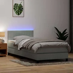 Box Spring krevet s madracem i LED svijetlo sivi 80x220 cm samt