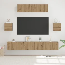 Set TV komoda Zidne 7 pcs Umjetnički hrast Konstruirano drvo