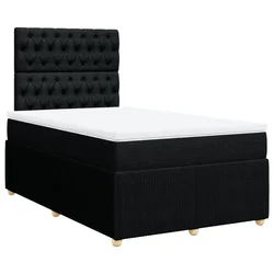 Vidaxl Box spring postelja z vzmetnico črn 120x200 cm blago