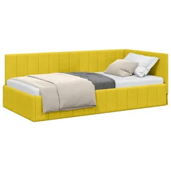 Vidaxl Kotna postelja z vzglavjem Rumena 90 cm x 190 cm Žamet