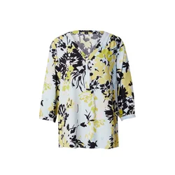 COMMA Bluza pastelno modra/oliva/črna
