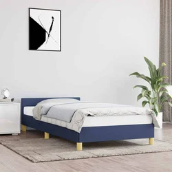 Okvir kreveta s uzglavljem bez madraca plavi 90x190 cm tkanine