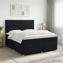 vidaXL Postelja boxspring z vzmetnico Črna 140 x 190 cm Blago