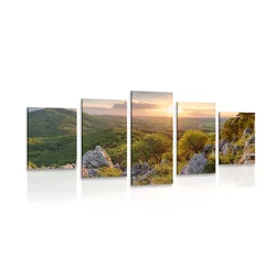 5-delna slika narava obsijana s soncem - 200x100