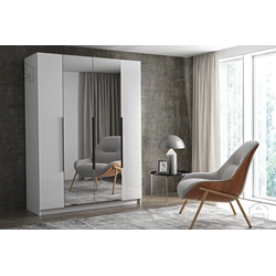 Garderobna omara z ogledalom Paris 160 cm - bela