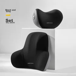 Qiaoshi Set jastuka za vrat i leđa za auto sedište, Crno-sivi, 19,5 x 31 x 13,5 cm, Crni