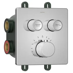 SMART SELECT concealed thermostatic shower mixer, box, 2 outlets, chrome - Chrome - Sapho - SMART SELECT - 72 - Medeninasti - Termostat - Kvadratni - Tlak - 156 - 156 - 14