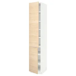 METOD Visoki element s policama/2 vrata, bela/Askersund im. svetlog jasena, 40x60x220 cm