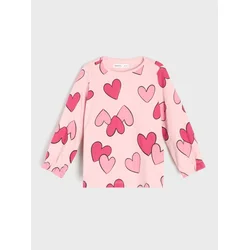 Sinsay - Pamučna majica sa motivom srca - pastelno roze