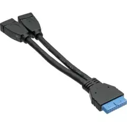 InLine 33445I 2x USB A 19 pin Črno
