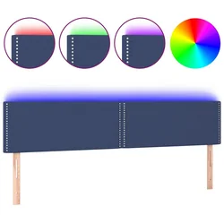 Vidaxl LED posteljno vzglavje modro 180x5x78/88 cm blago