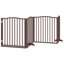 Vidaxl Ograda za pse z vrati zložljiva 4 paneli rjava 320cm topolovina