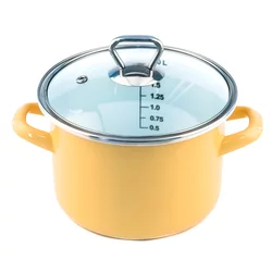 FACKELMANN Lonac+stakleni poklopac 16cm Emajl 2l, Žuti