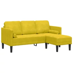 vidaXL vidaXL Sedežne Garniture Rumena Laneni vzorec, lesene noge Standardna, (22094424)