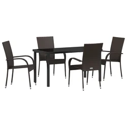 vidaXL vidaXL 5-delni vrtni jedilni set Rjava Poli ratan, (22086901)
