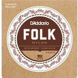 DAddario EJ33 Folk Nylon 80/20 Bronze Clear Nylon Trebles