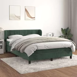 VIDAXL Box spring postelja z vzmetnico temno zelen 140x190 c