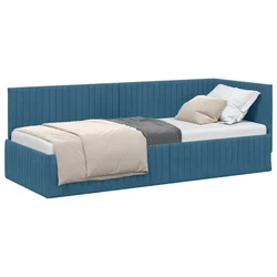 Vidaxl Kotna postelja z vzglavjem Modra 80 cm x 200 cm Žamet