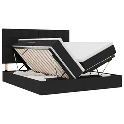 Krevet s od storage s uzglavljem Crna 180 x 200 cm Tkanina