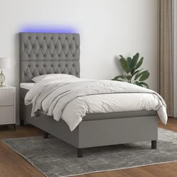 vidaXL Box spring postelja z vzmetnico LED temno siva 80x200 cm blago