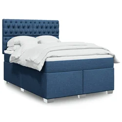 vidaXL Box spring postelja z vzmetnico modra 140x200 cm blago