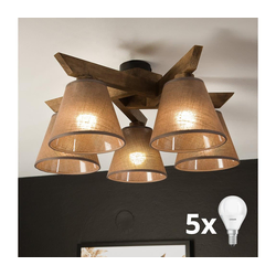 Brilagi - LED Plafonski luster ANTHONY 5xE14/40W/230V hrast/orah/smeđa