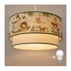 Brilagi-LED Dečiji luster na sajli BOBO 1xE27/10W/230V prečnik 40 cm krem./zel./džungla