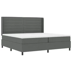 Vidaxl LED Box Spring Postelja Temno siva 200 x 200 cm blago