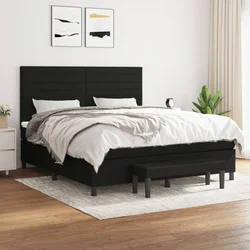 VIDAXL Box spring postelja z vzmetnico črna 180x200 cm blago