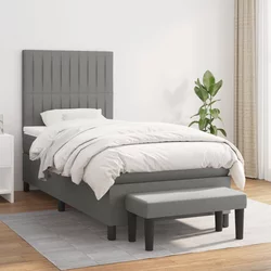 VIDAXL Box spring postelja z vzmetnico temno siva 100x200 cm
